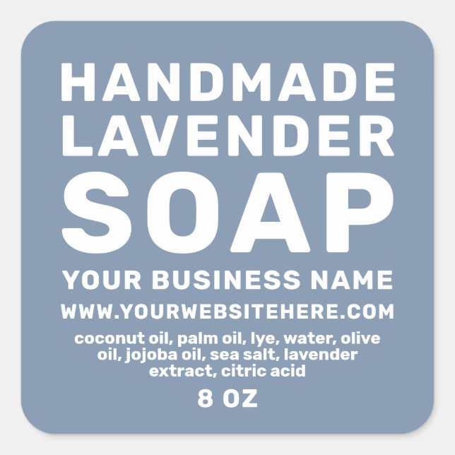 Modern Handmade Lavender Soap Denim Blue Square Sticker (Front)