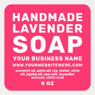 Modern Handmade Lavender Soap Diva Pink Square Sticker