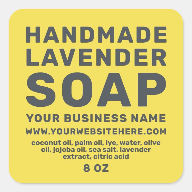 Modern Handmade Lavender Soap Illuminating Yellow Square Sticker (Front)