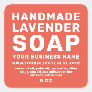 Modern Handmade Lavender Soap Mandarin Red Square Sticker