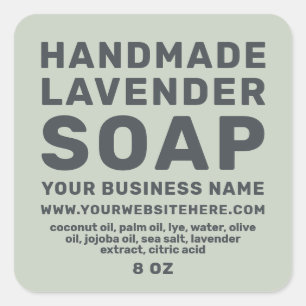 Modern Handmade Lavender Soap Pastel Green Square Sticker