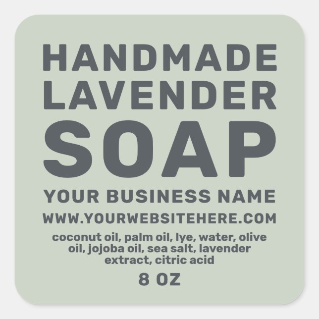 Modern Handmade Lavender Soap Pastel Green Square Sticker (Front)