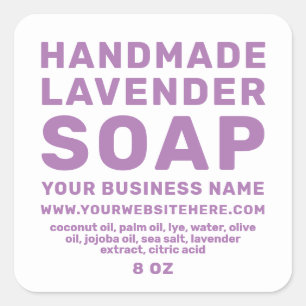 Modern Handmade Lavender Soap Purple White Square Sticker