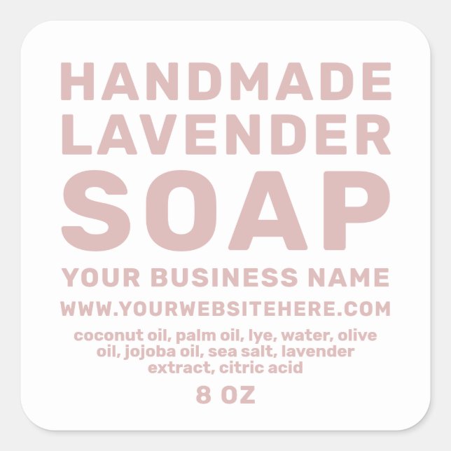 Modern Handmade Lavender Soap Silver Pink White Square Sticker (Front)