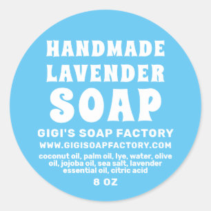 Modern Handmade Lavender Soap Sky Blue Classic Round Sticker