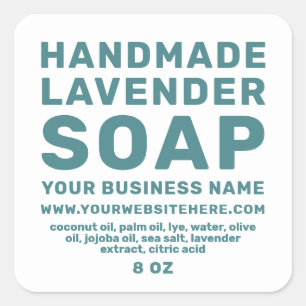 Modern Handmade Lavender Soap Teal White Square Sticker
