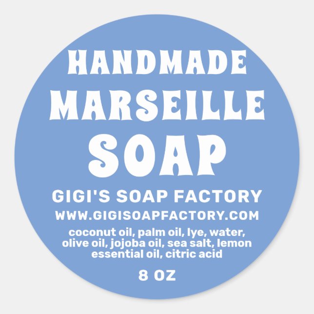 Modern Handmade Marseille Soap Cornflower Blue  Classic Round Sticker (Front)