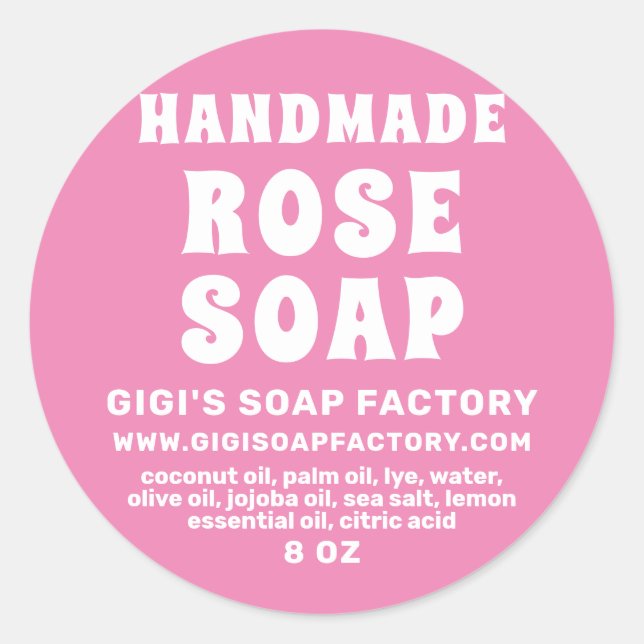 Modern Handmade Rose Soap Pink Classic Round Sticker (Front)