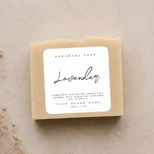 Modern handmade soap ingredients white square sticker