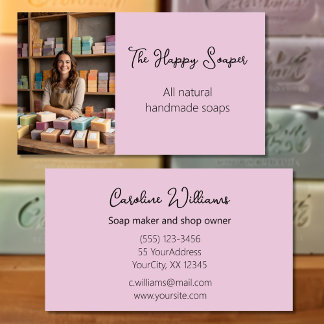 Modern handmade soap shop soaper dusty rose business card