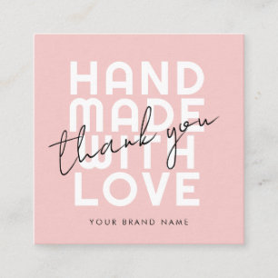 Modern handmade social media with love thank you square business card