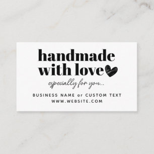 Modern Handmade With Love Heart Thank You Purchase Enclosure Card