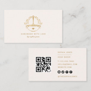 Modern Handmade With Love Pink Gold Bakery  Business Card