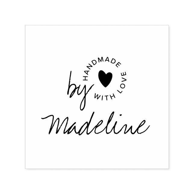 Modern Handmade with Love Script Heart Self-inking Stamp (Design)