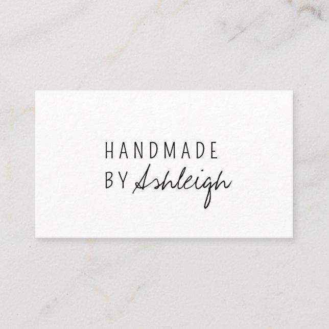 Modern Handmade with Love Simple Script Business Card (Front)