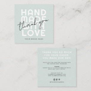 Modern handmade with love thank you square business card