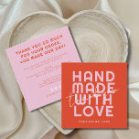 Modern handmade with love thank you square business card<br><div class="desc">Modern handmade with love thank you</div>