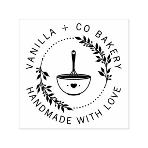 Modern Handmade With Love Whisk Bakery Business Self-inking Stamp