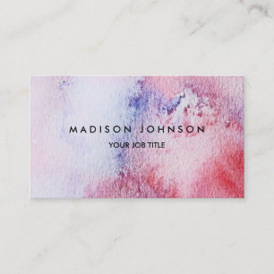 Modern handpainted watercolor blue pink splatter business card