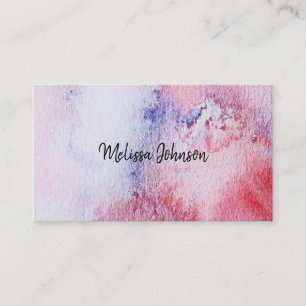 Modern handpainted watercolor blue pink splatter business card
