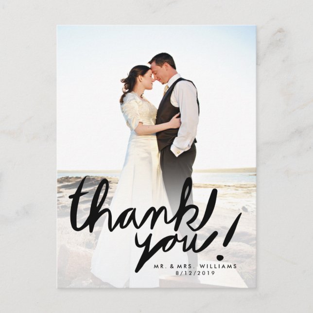 Modern Handwrite Photo Thank You Postcard (Front)