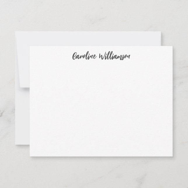 Modern Handwriting Black Personalized Stationery Card (Front)