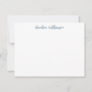 Modern Handwriting Blue Personalized Stationery Card