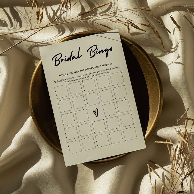 Modern Handwriting Bridal Shower Bingo Game Card (Creator Uploaded)