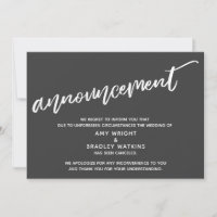 Modern Handwriting Cancelled Wedding Dark Grey