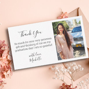 modern handwriting chic thank you graduation photo card