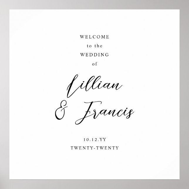 Modern Handwriting Couples Wedding Welcome Sign (Front)