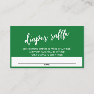Modern Handwriting Deep Green Diaper Raffle Ticket Enclosure Card