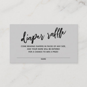 Modern Handwriting Diaper Raffle Ticket Grey Enclosure Card