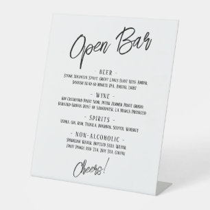 Modern Handwriting Headers Simple Open Bar Menu Pedestal Sign
