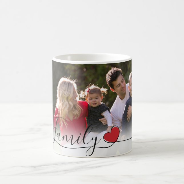 Modern Handwriting Heart Family Photo Coffee Mug (Center)