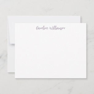 Modern Handwriting Lilac Personalized Stationery Card