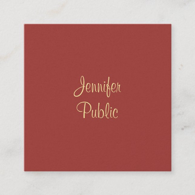 Modern Handwriting Name Script Elegant Template Square Business Card (Front)
