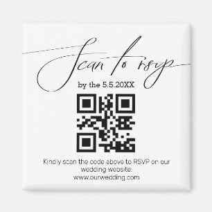 modern handwriting rsvp qr code wedding  magnet
