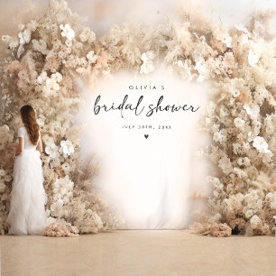 Modern Handwriting Script Bridal Shower Backdrop Tapestry