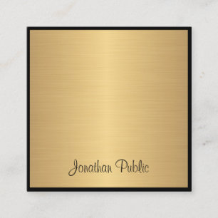 Modern Handwriting Script Text Glamour Gold Chic Square Business Card