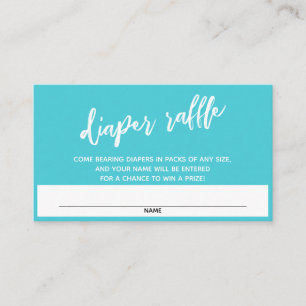Modern Handwriting Turquoise Diaper Raffle Ticket Enclosure Card