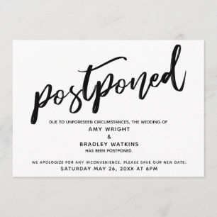 Modern Handwriting Wedding Has Been Postponed Card