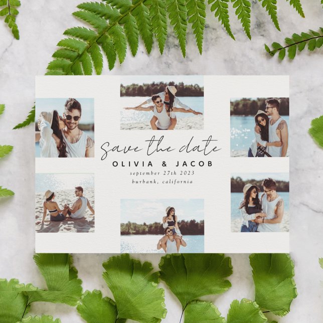 Modern Handwritten 6 Photo Wedding Save The Date (Creator Uploaded)