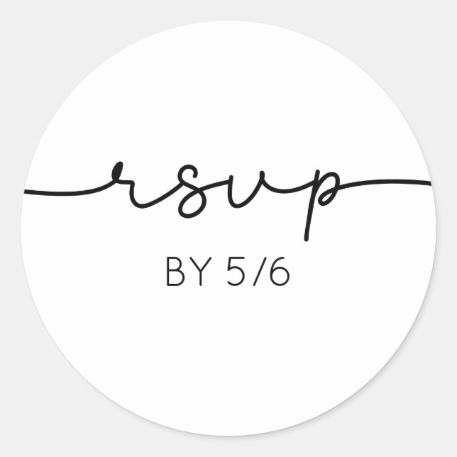 Modern Handwritten Black Minimalist RSVP Wedding Classic Round Sticker (Front)