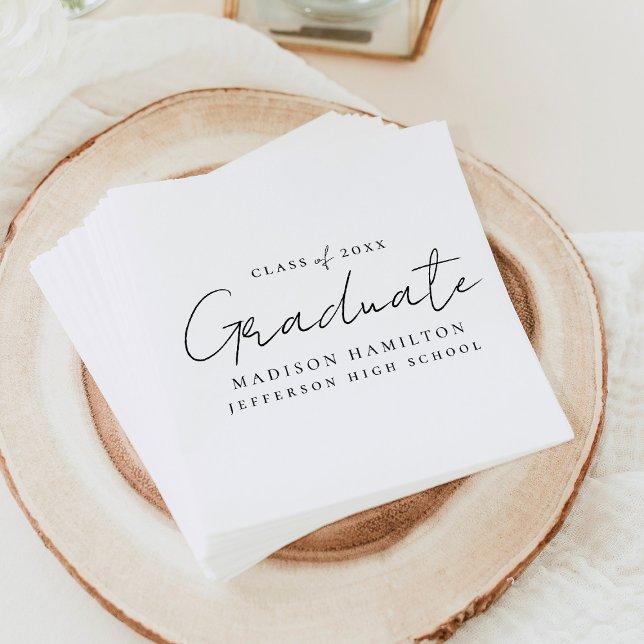 Modern Handwritten Black Script Graduation Napkin (Creator Uploaded)