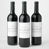Modern Handwritten Black Script Graduation Wine Label (Bottles)