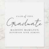Modern Handwritten Black Script Graduation Wine Label (Single Label)