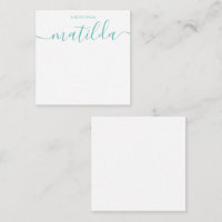 Modern Handwritten Calligraphy Simple Aqua Note Ca