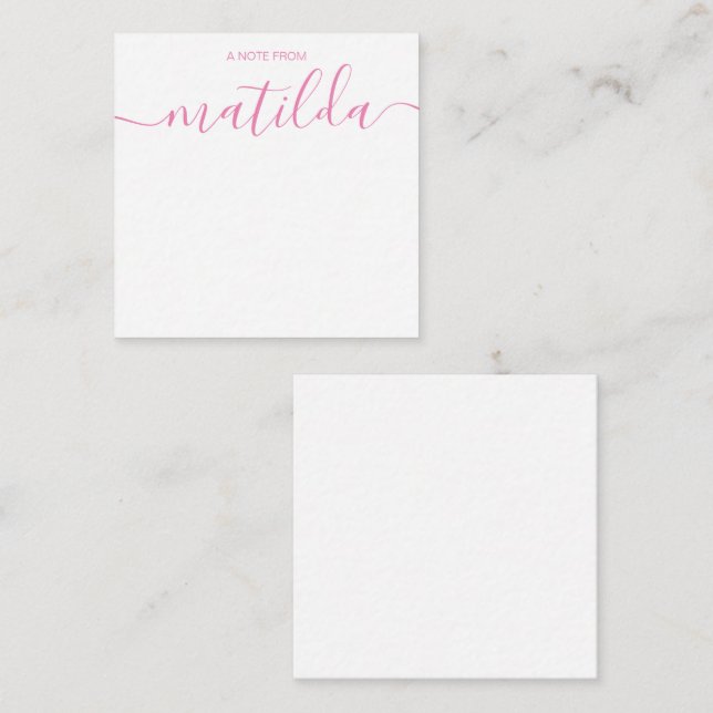 Modern Handwritten Calligraphy Simple Pink  Note C Card (Front/Back)