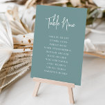 Modern Handwritten   Classic Serif Guest Names Table Number<br><div class="desc">Simple and chic table number cards in dusty teal and white make an elegant statement at your wedding or event. Design features "table [number]" in handwritten script lettering,  with individual guest names below in timeless serif typography. Design repeats on both sides.</div>